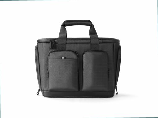 Versatile black laptop or travel bag with multiple compartments, durable handles, and practical design for tech enthusiasts and travellers. Perfect for organisation and portability on the go.