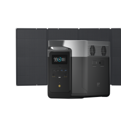 The EcoFlow Delta Max and 400W portable solar panel side angle