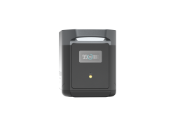 Portable EcoFlow power station with digital display, ideal for emergency backup and outdoor adventures, featuring high-capacity battery and multiple charging ports.