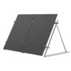 High-efficiency black solar panel on a portable stand, ideal for renewable energy systems, outdoor power supply, and off-grid solar power solutions.