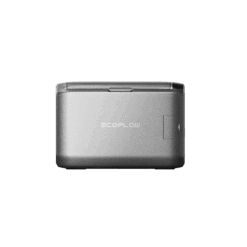 Compact portable EcoFlow power station in grey for outdoor and emergency energy solutions.