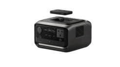 Portable EcoFlow power station with multiple outputs and digital display for outdoor and Emergency power solutions.