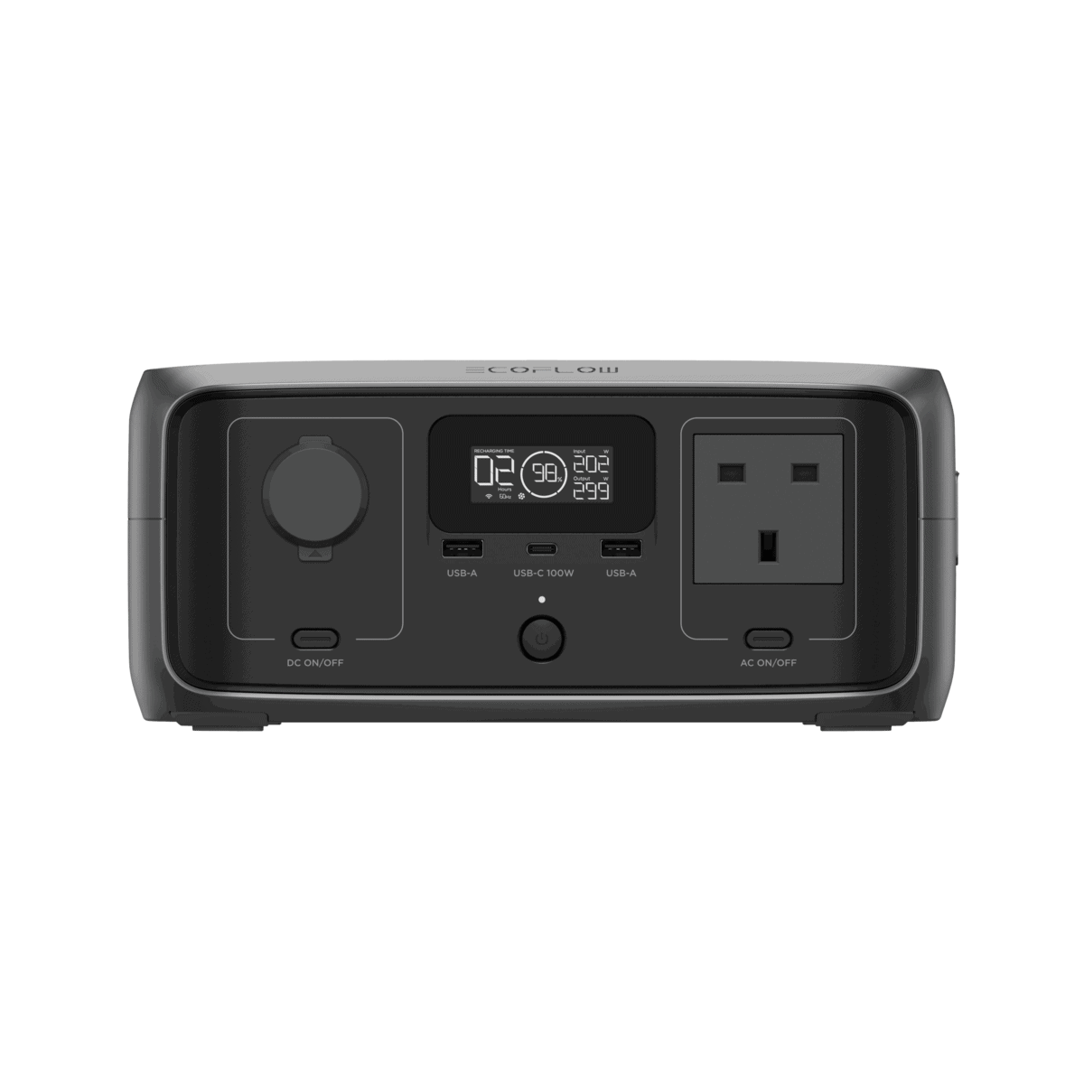 High-capacity portable power station with multiple USB ports, LCD display, and electrical outlets, ideal for outdoor camping, solar backup, and emergency power supply.