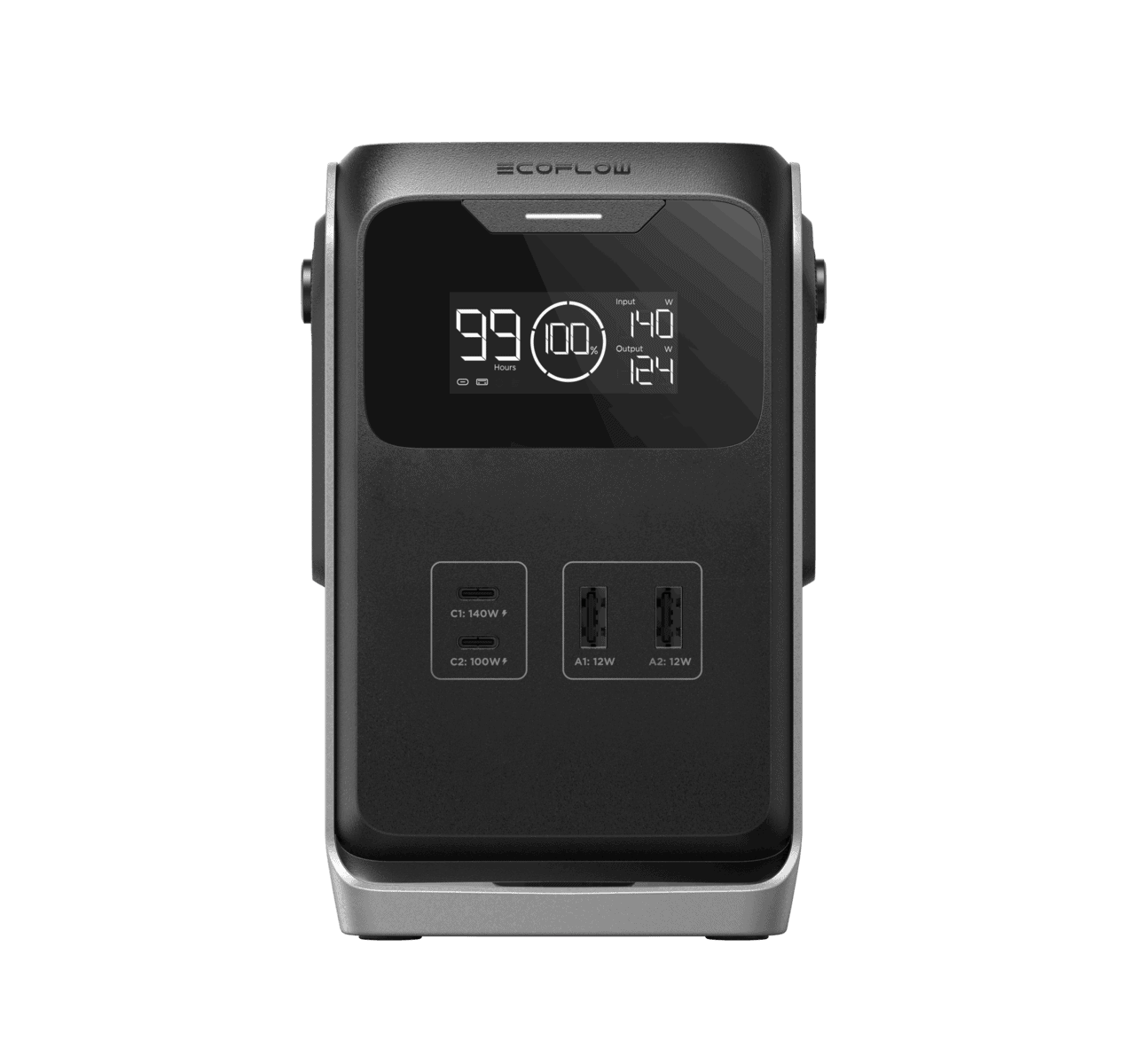 Close-up of EcoFlow Trail 200DC showing USB-A and USB-C output ports